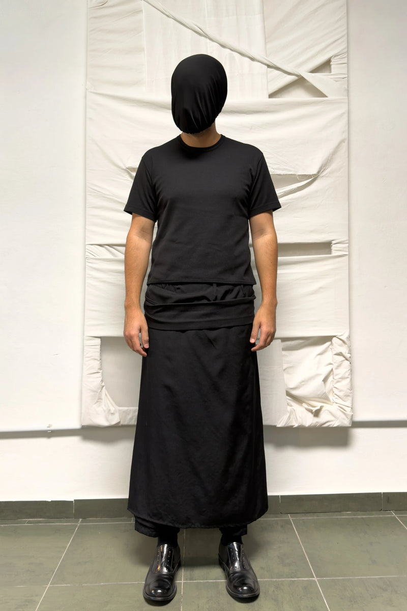 Yohji Yamamoto Pour Homme S/S 2014 wide-leg skirt-panel pants – front view | Recente Studio