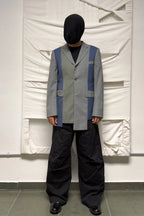 Comme des Garçons Homme Deux S/S 2023 asymmetrical jacket – front view | Recente Studio