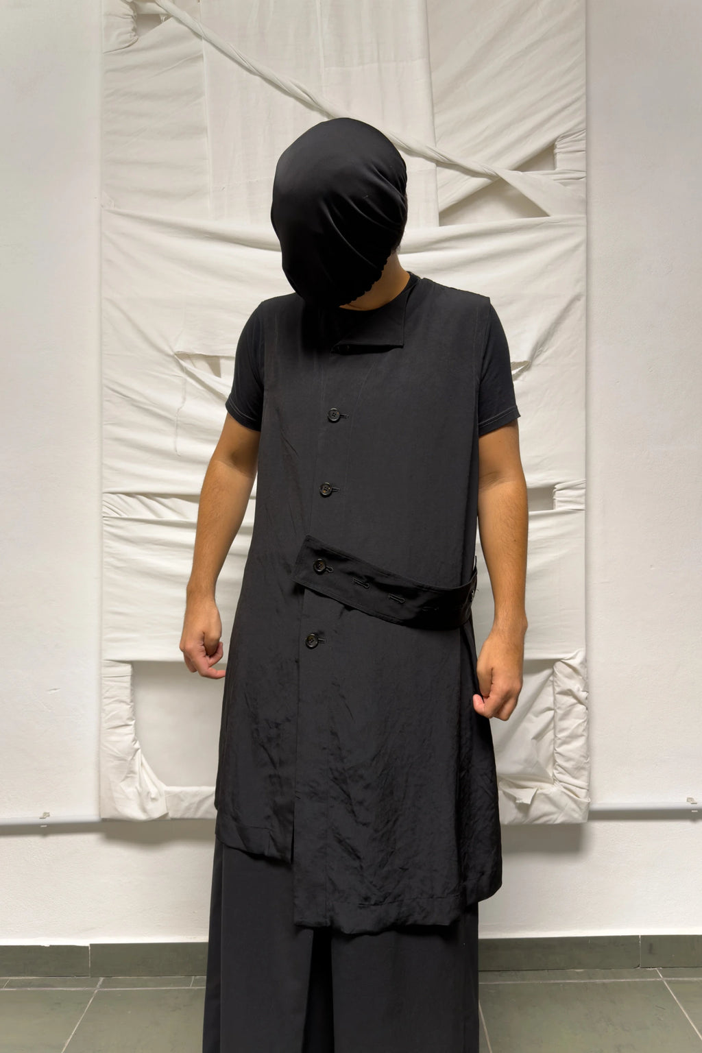 Ground Y Yohji Yamamoto long vest – styled view | Recente Studio
