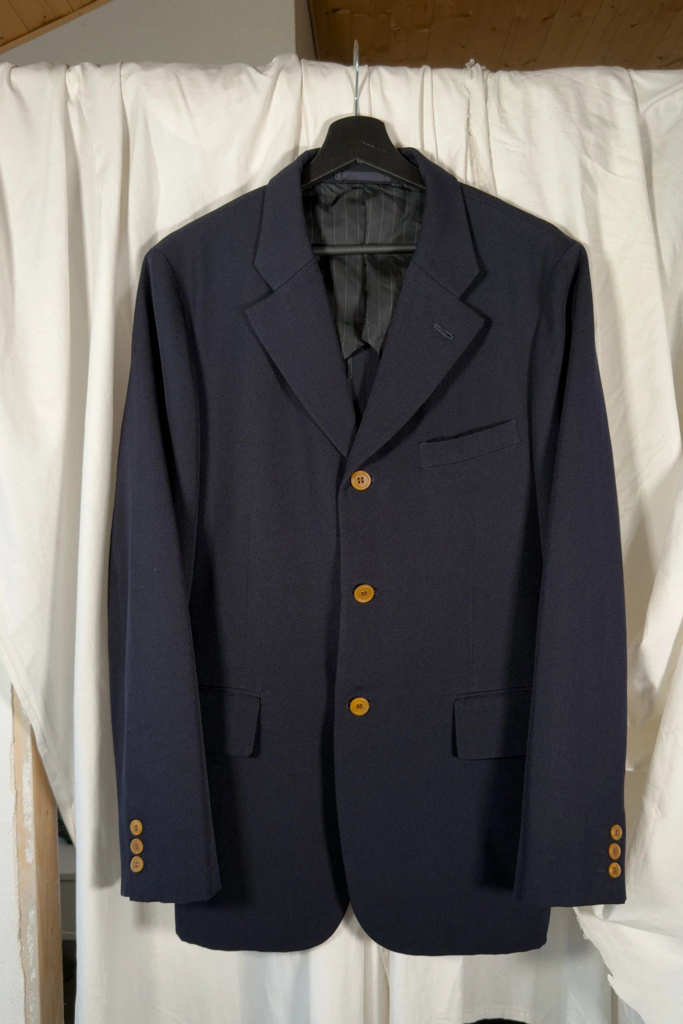 Comme des Garçons Homme Plus AW02 orange buttons jacket – styled view | Recente Studio