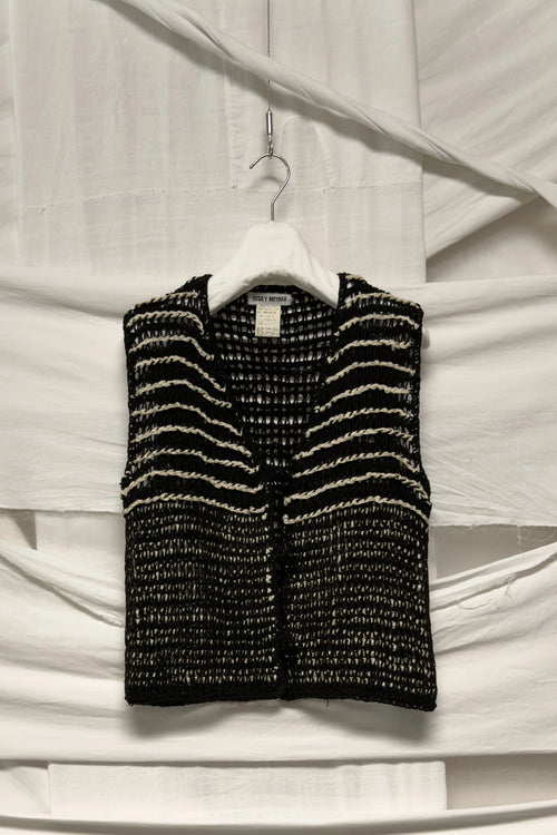 Issey Miyake crochet vest – garment on hanger | Recente Studio