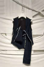 Y's Yohji Yamamoto SS21 deconstructed denim vest – styled view | Recente Studio