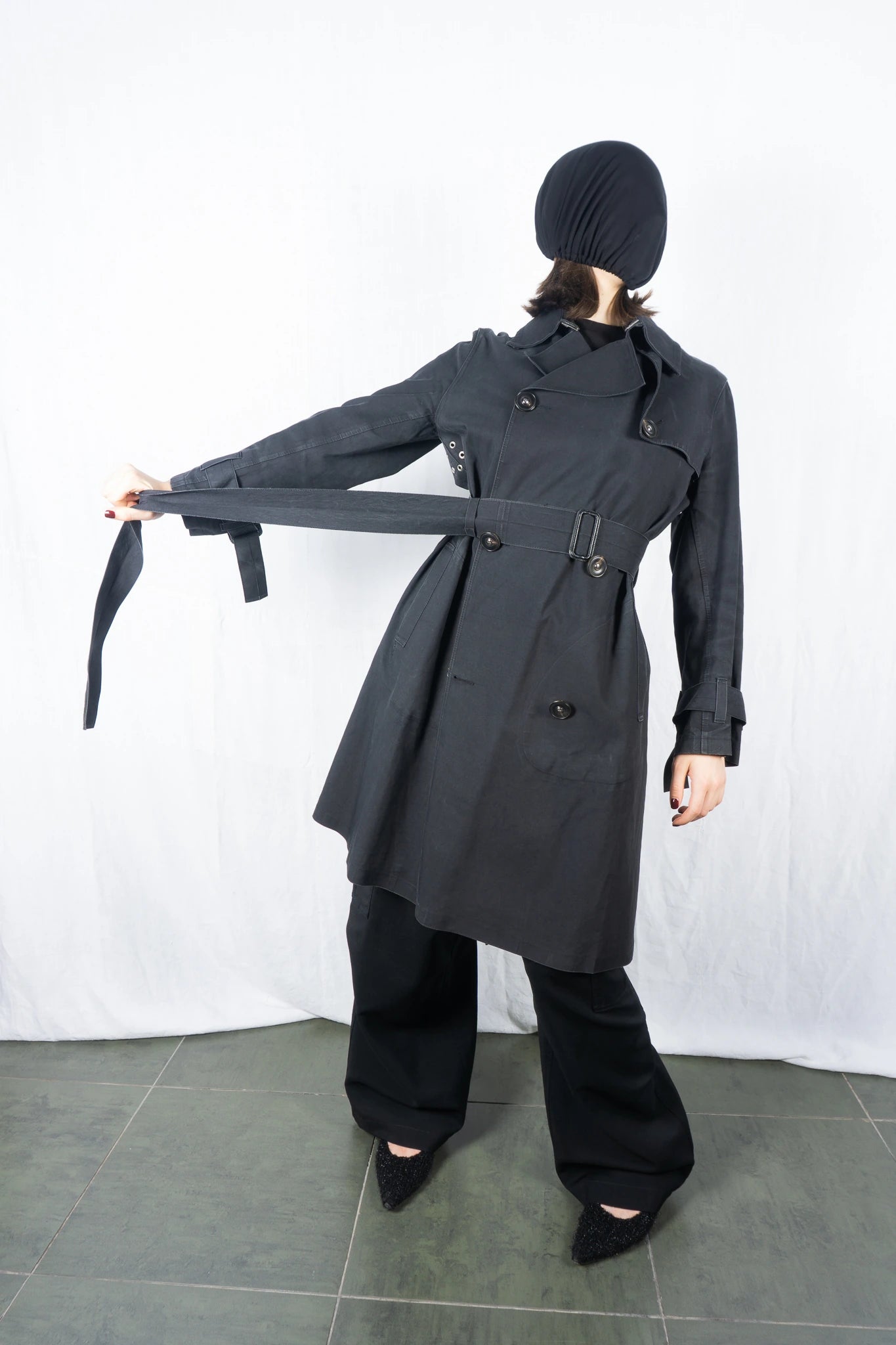 Y's Yohji Yamamoto x Mackintosh trench coat – side view | Recente Studio