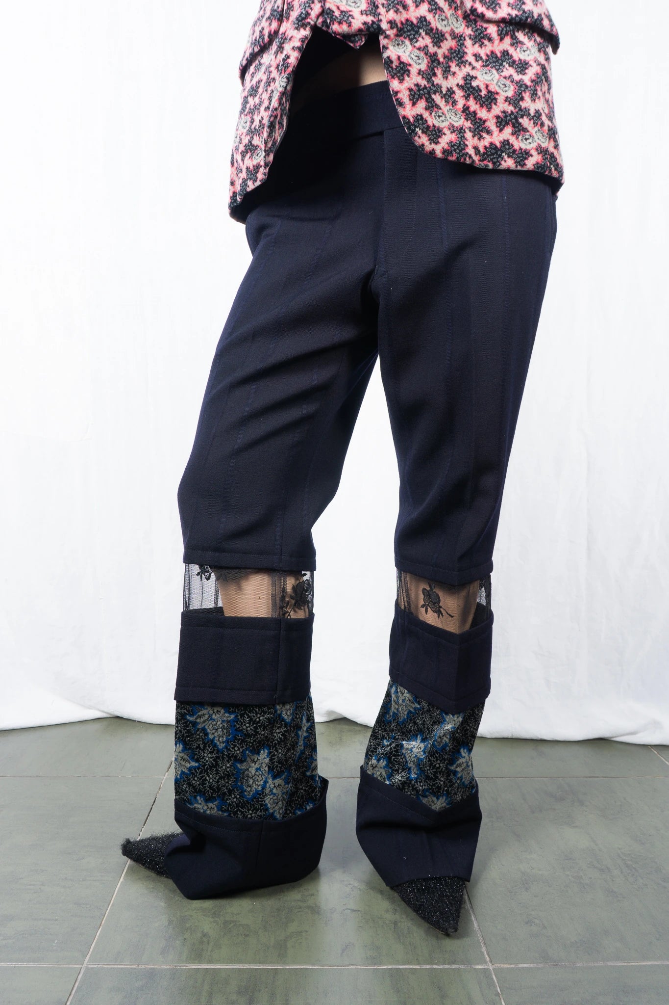 Comme des Garçons A/W 2001 floral velvet pants – front view | Recente Studio