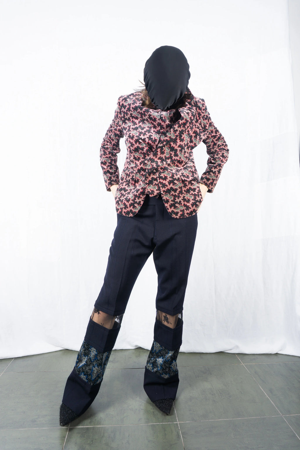 Comme des Garçons A/W 2001 floral velvet pants – side view | Recente Studio