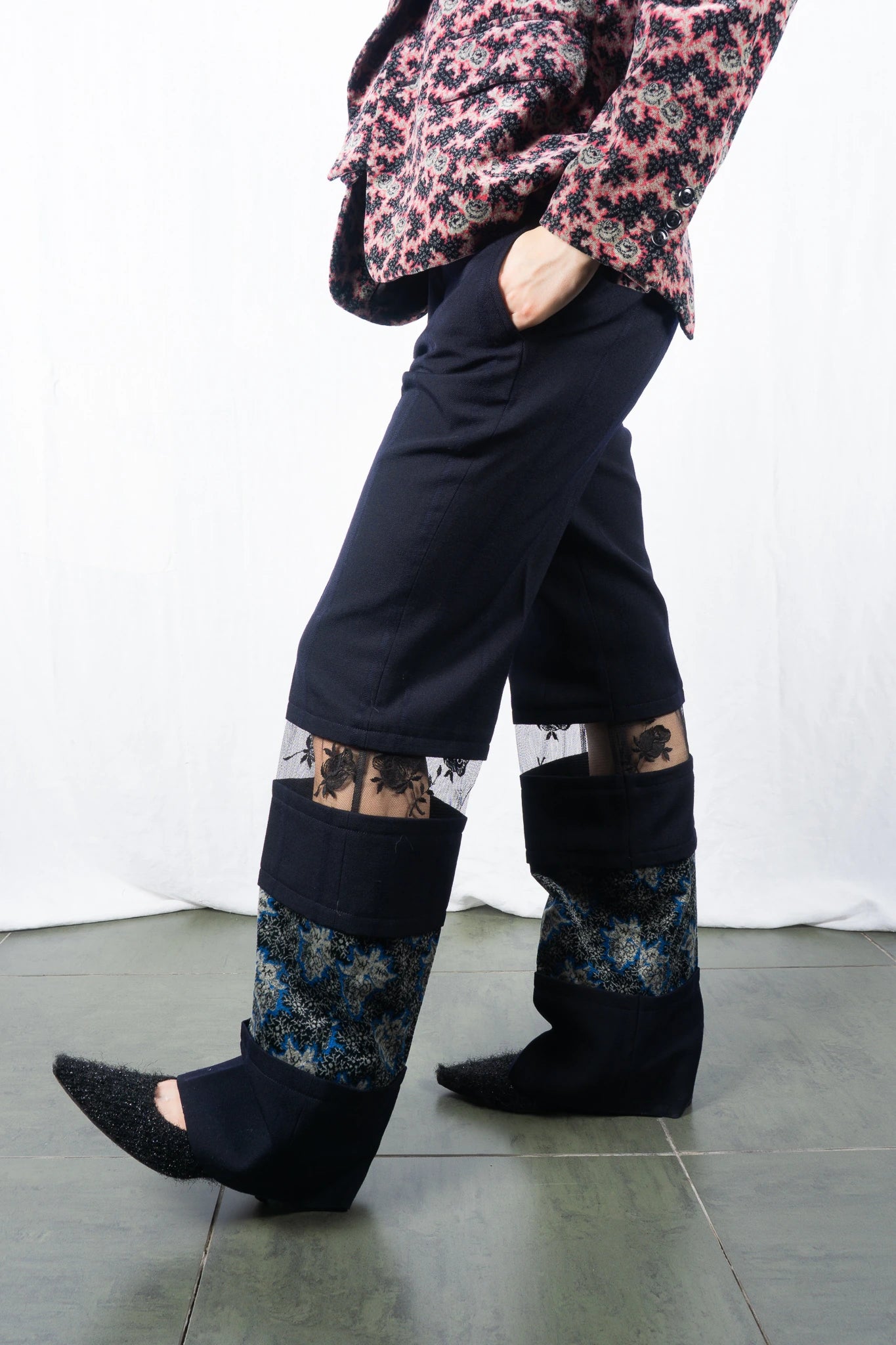 Comme des Garçons AW01 floral velvet pants – full length | Recente Studio