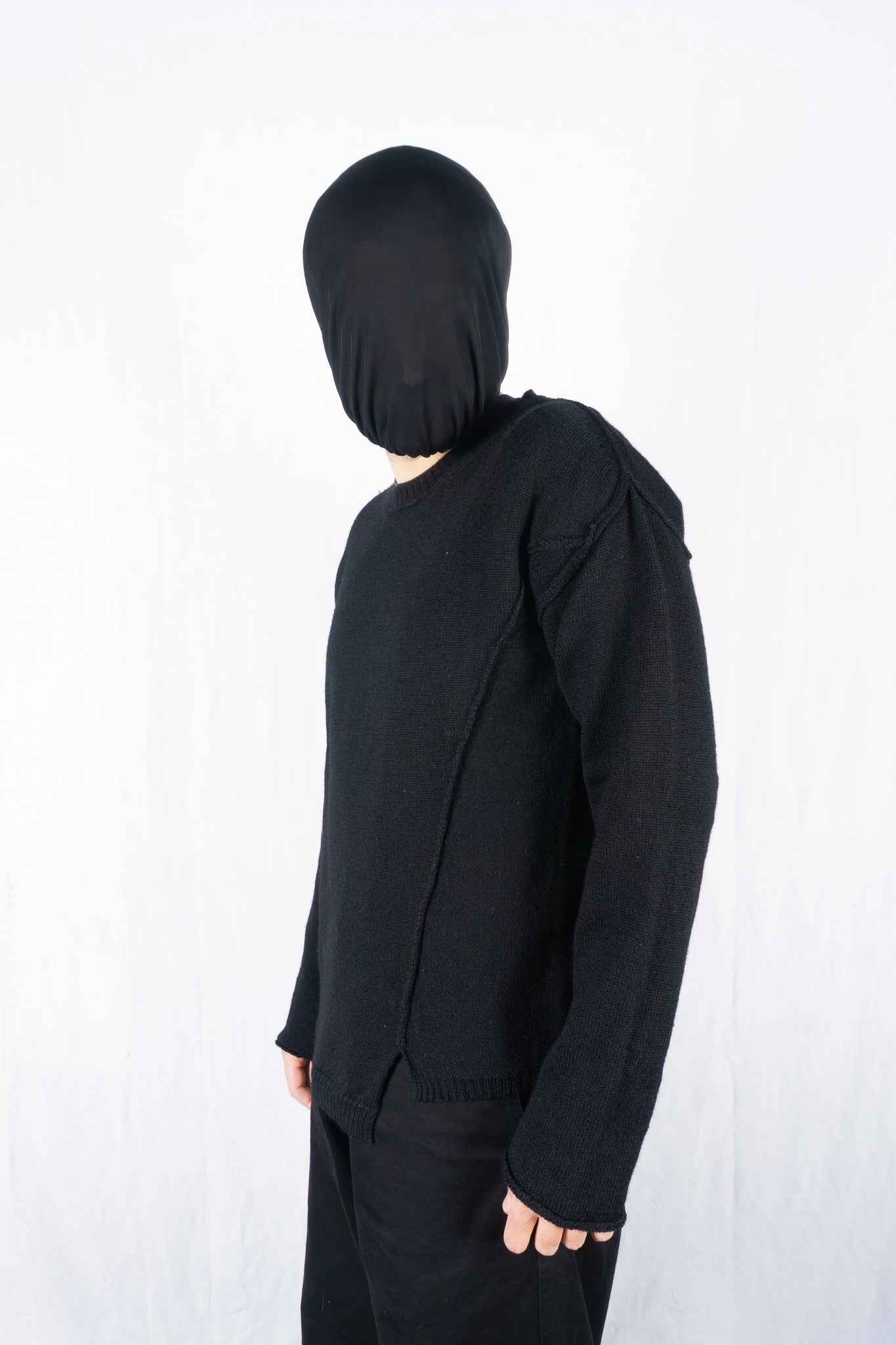 Yohji Yamamoto Pour Homme A/W 2016 asymmetrical sweater – front view | Recente Studio