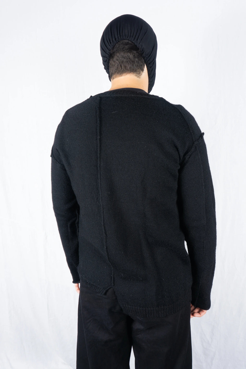 Yohji Yamamoto Pour Homme A/W 2016 asymmetrical sweater – back view | Recente Studio