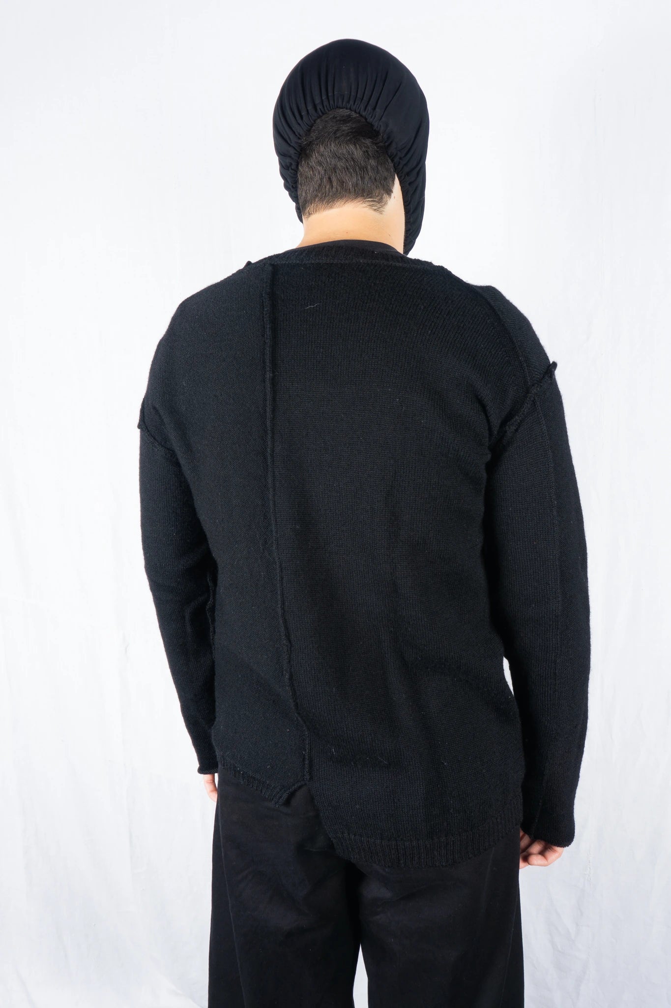 Yohji Yamamoto Pour Homme A/W 2016 asymmetrical sweater – back view | Recente Studio