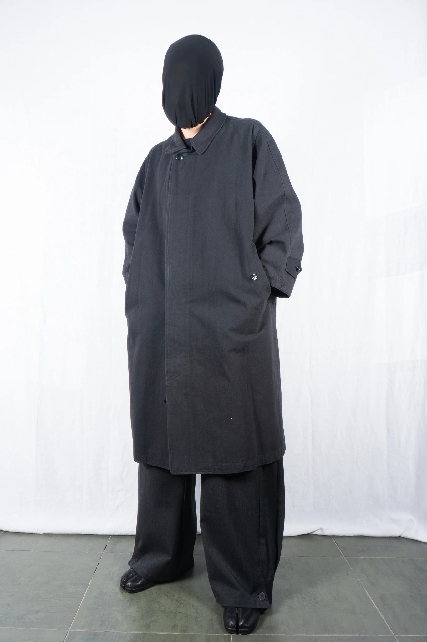 I.S. Issey Miyake Sport 1980s oversize trench coat – front view | Recente Studio