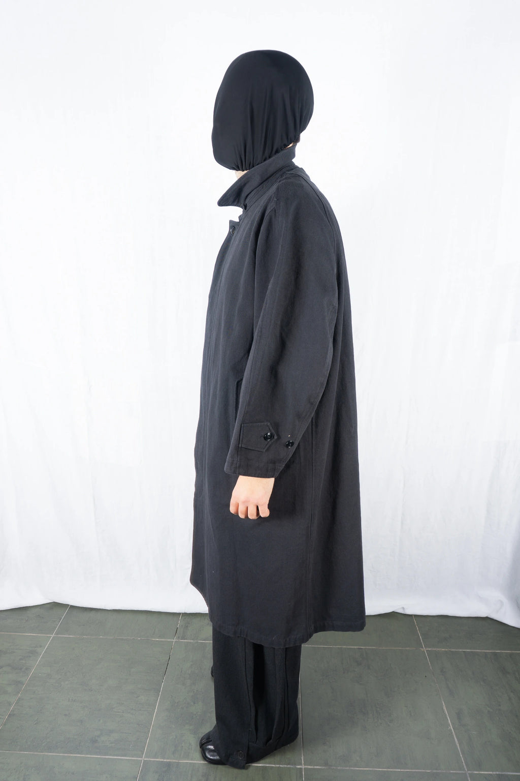 I.S. Issey Miyake Sport 1980s oversize trench coat – side view | Recente Studio