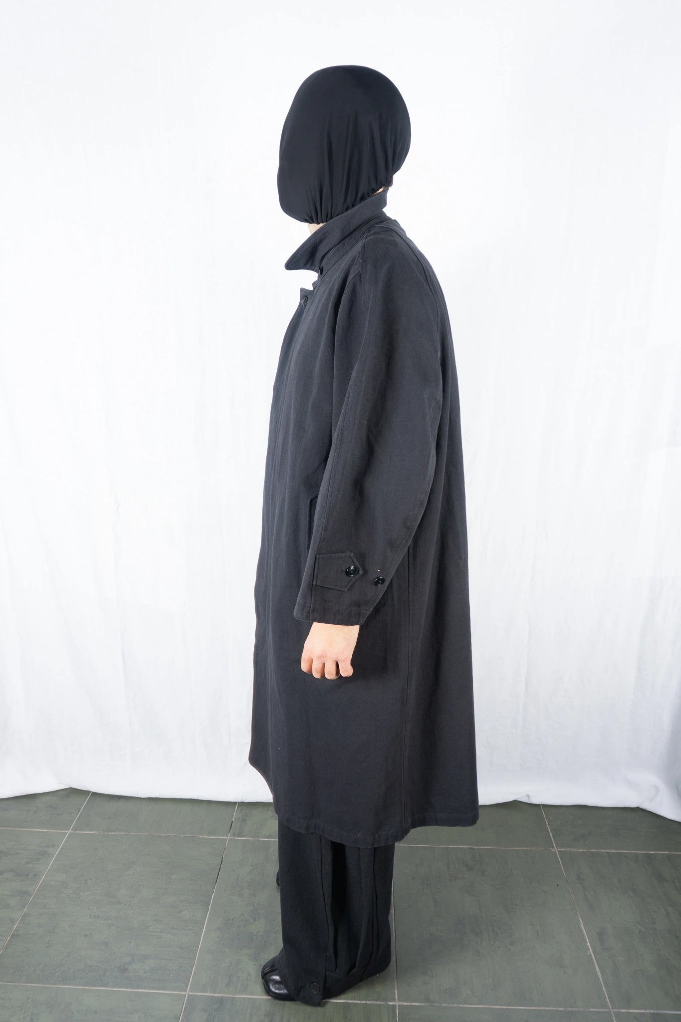 I.S. Issey Miyake Sport 1980s oversize trench coat – side view | Recente Studio