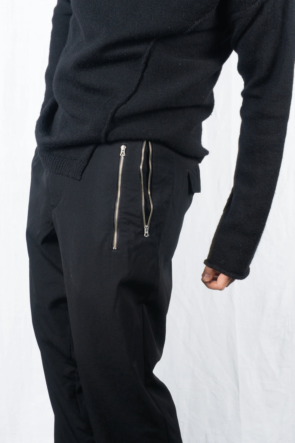 Yohji Yamamoto Pour Homme S/S 2019 double zipper pants – side view | Recente Studio
