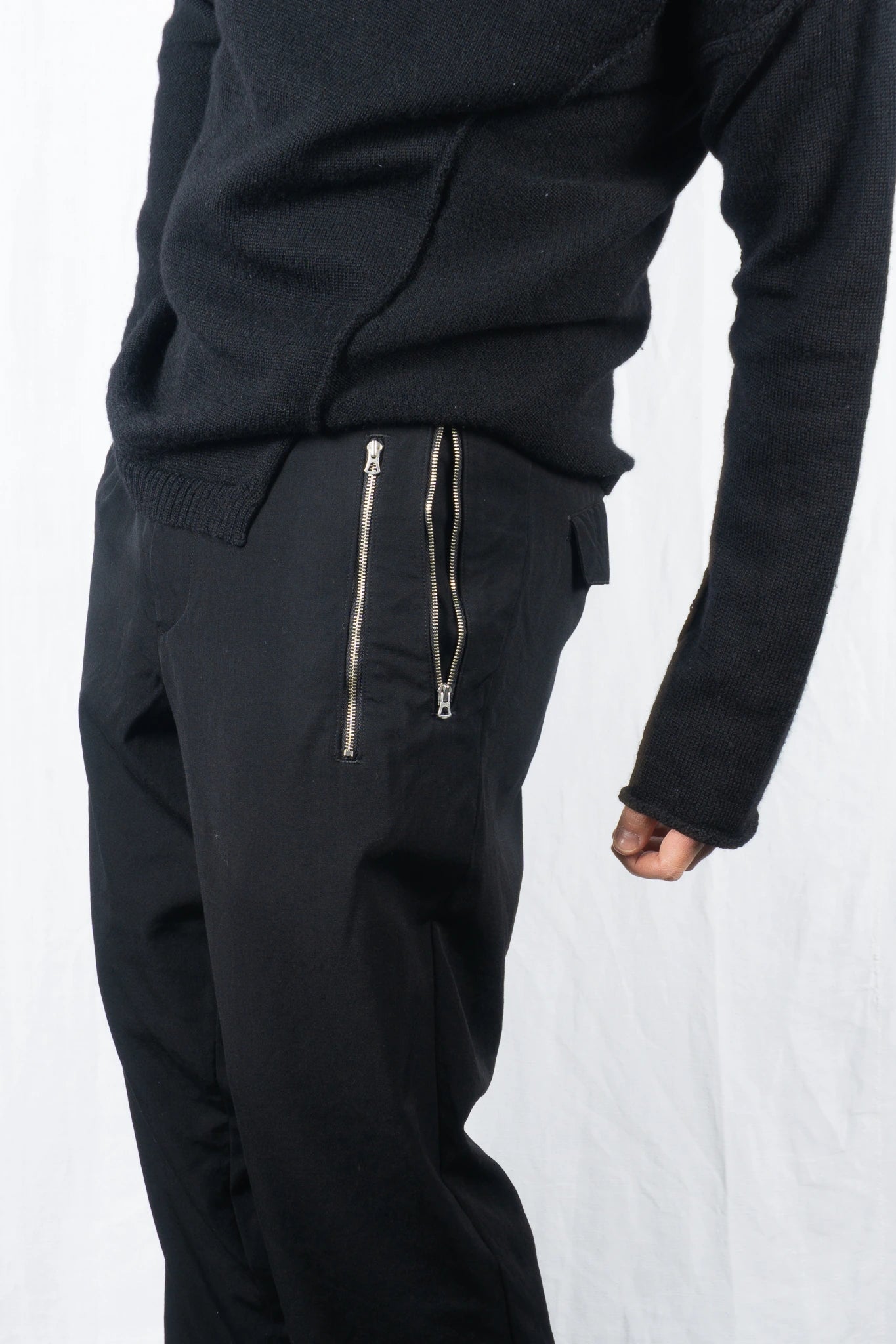 Yohji Yamamoto Pour Homme S/S 2019 double zipper pants – side view | Recente Studio